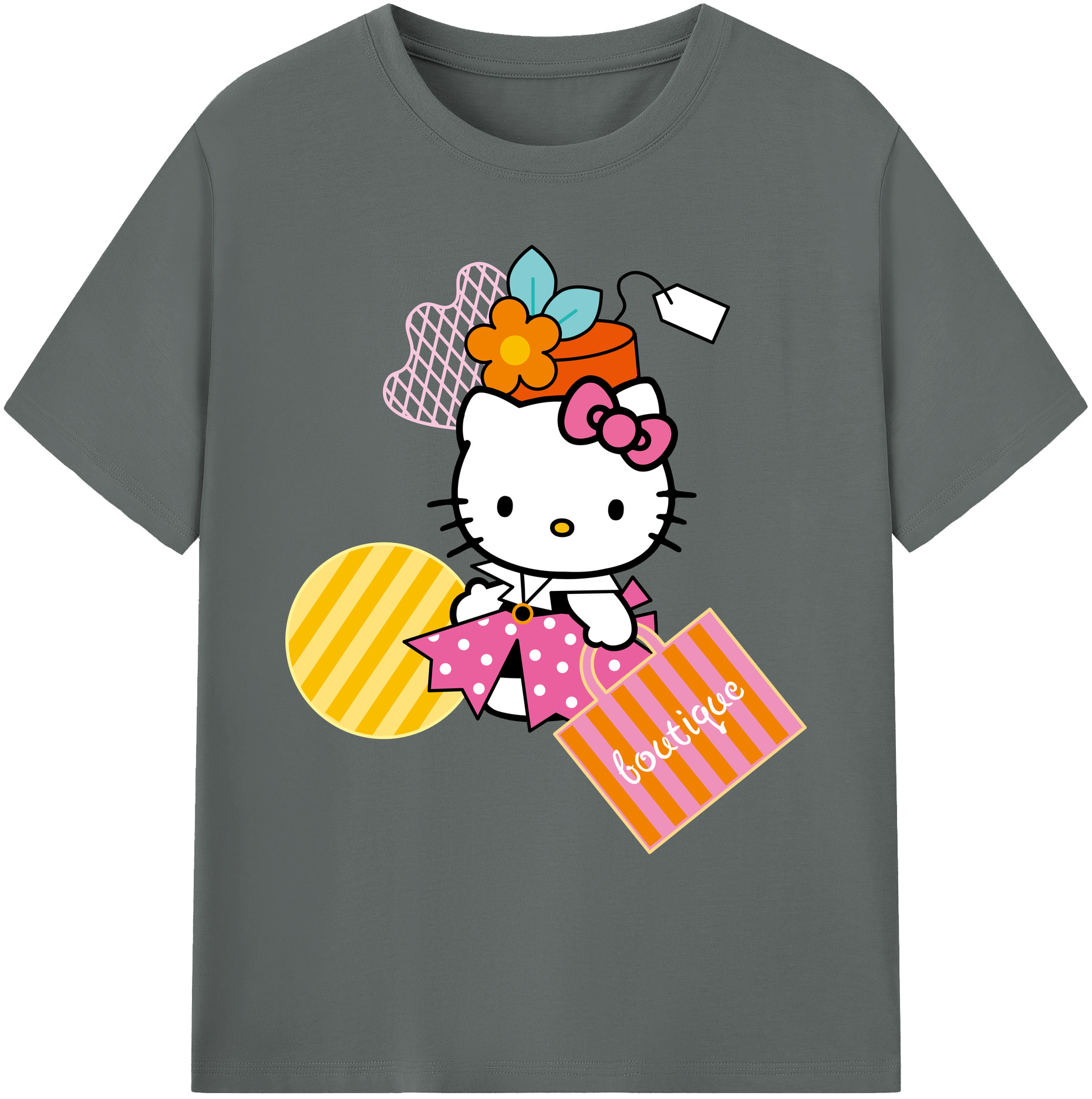 （画像用） Hello Kitty ハローキティ 綿100％ メンズ半袖Tシャツ｜肌触りやわらか＆通気性